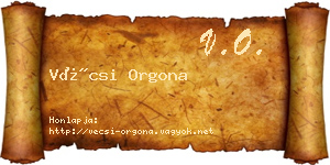Vécsi Orgona névjegykártya